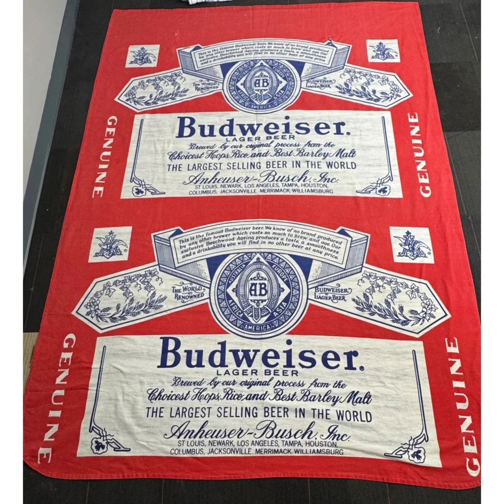 VTG Budweiser Anheuser Busch Beer Wall Tapestry Advertising Banner 80x105